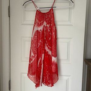 Milly Coral Chiffon Sleeveless Blouse - Size 4